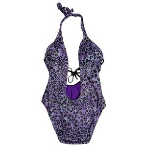 Baby Phat Sz S Purple Leopard Print One-Piece Swimsuit